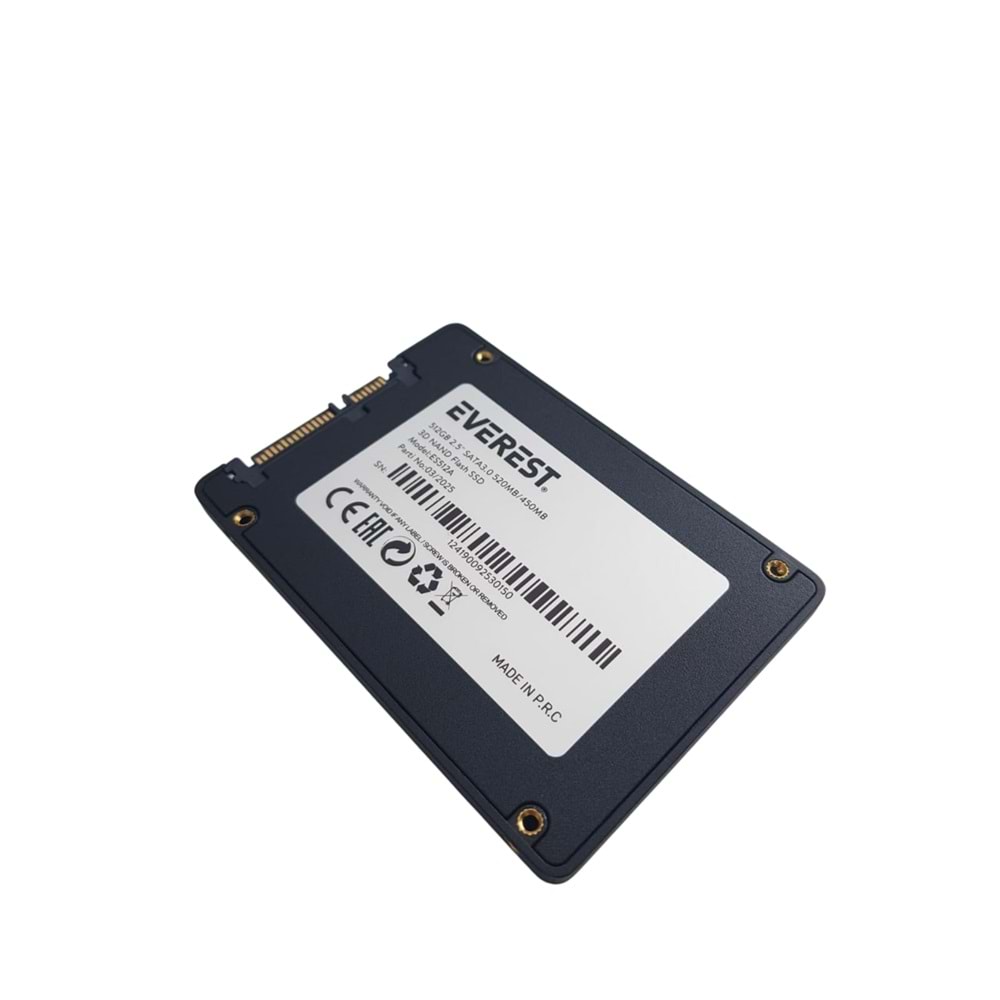 Everest ES512A 512GB 2.5 SATA 3.0 520MB/450MB 3D NAND Flash SSD (Solid State Drive)