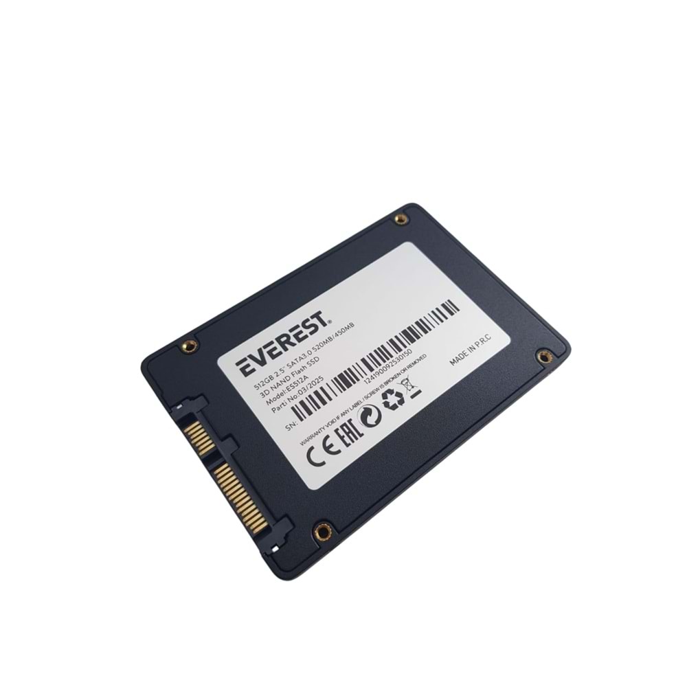 Everest ES512A 512GB 2.5 SATA 3.0 520MB/450MB 3D NAND Flash SSD (Solid State Drive)