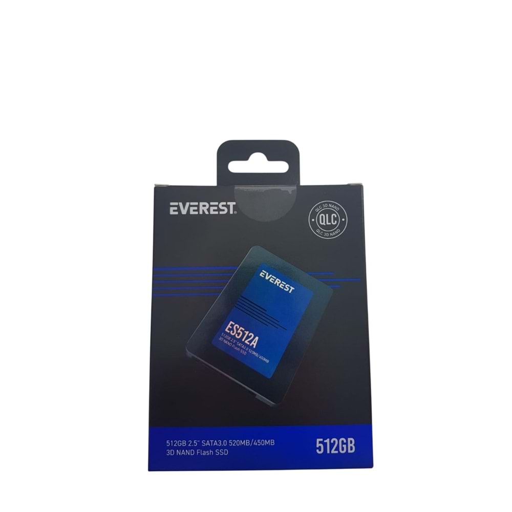 Everest ES512A 512GB 2.5 SATA 3.0 520MB/450MB 3D NAND Flash SSD (Solid State Drive)