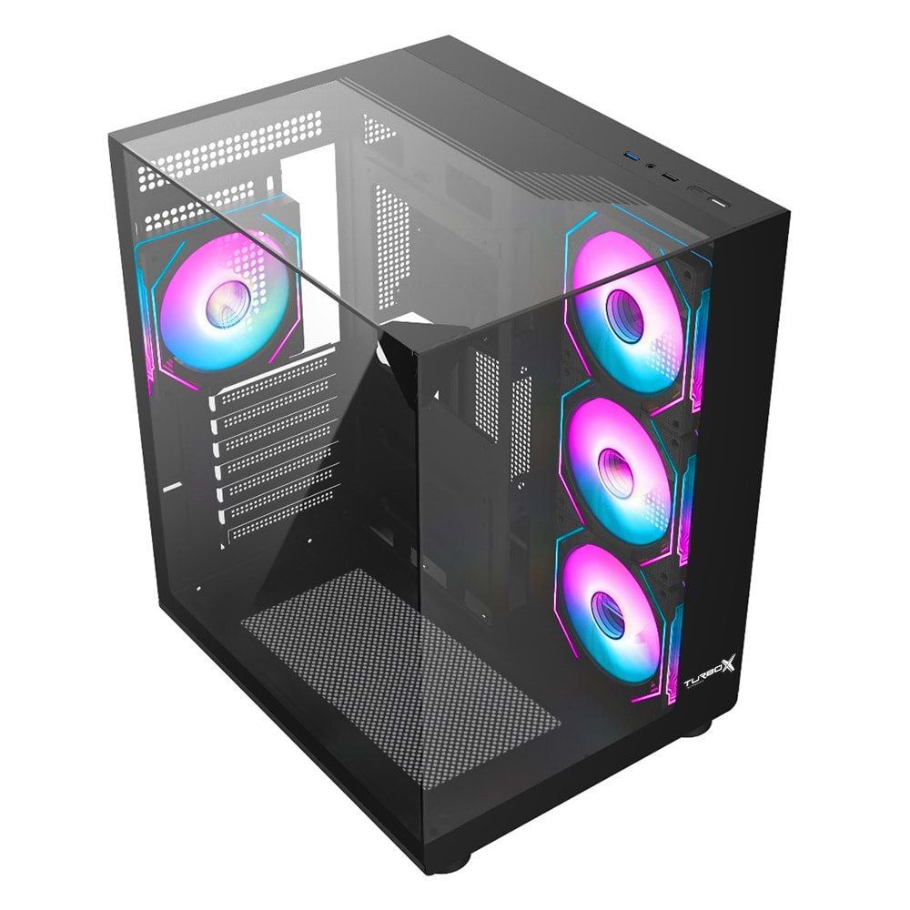 Turbox Teras Akvaryum Cam Tasarım 4XARGB Fan 500W PSU USB 3.0 ATX Oyuncu Bilgisayar Kasası