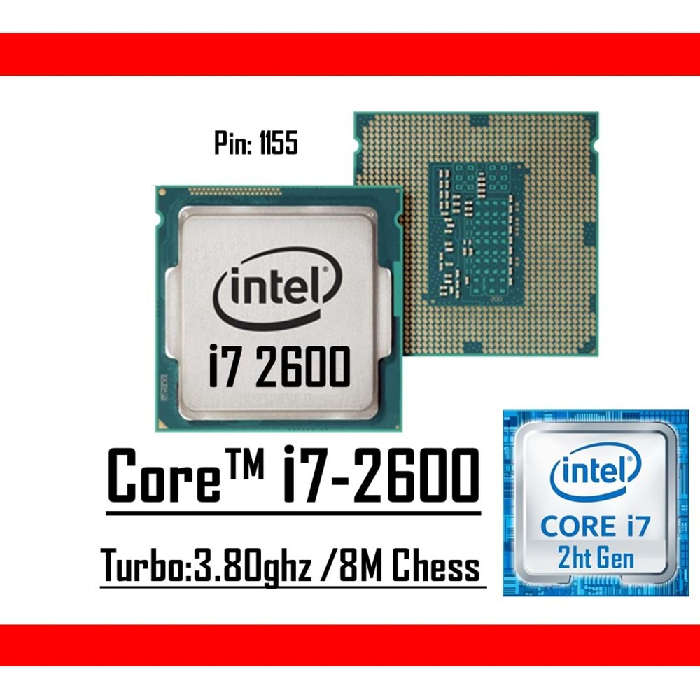 Intel® Core™ i7 2600 3.80 Ghz 8mb Cache Lga 1155p Tray Masaüstü Bilgisayar İşlemci