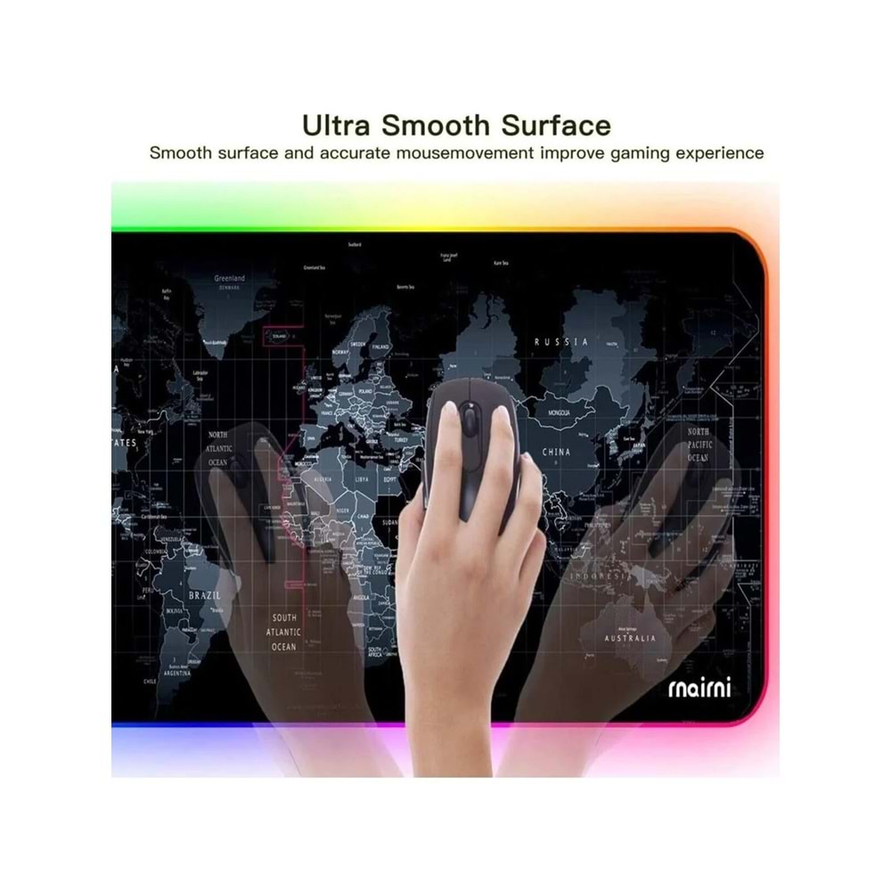 Sarftech 70X30 Dünya Desenli Rgb LED Işıklı Oyuncu Mouse Pad