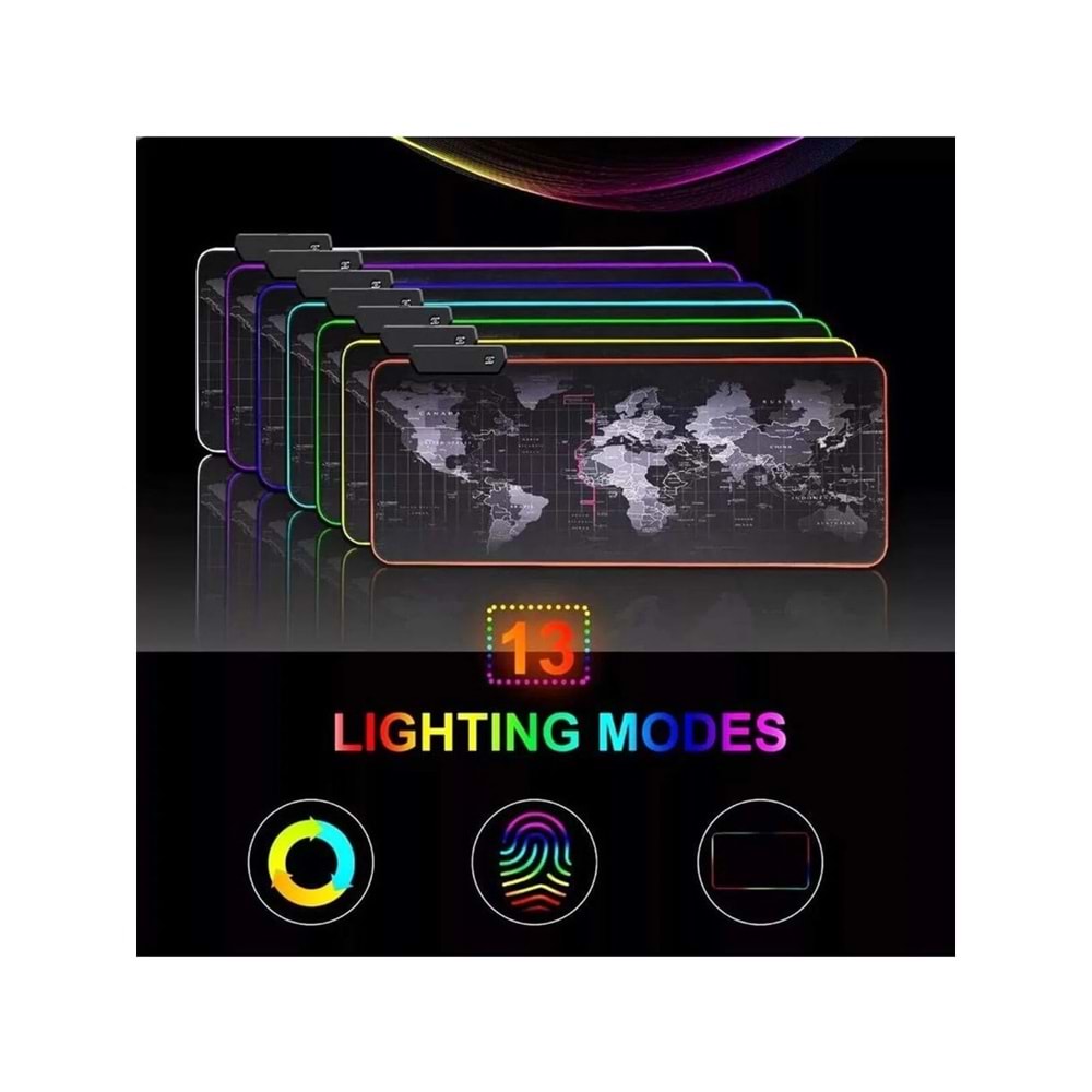 Sarftech 70X30 Dünya Desenli Rgb LED Işıklı Oyuncu Mouse Pad
