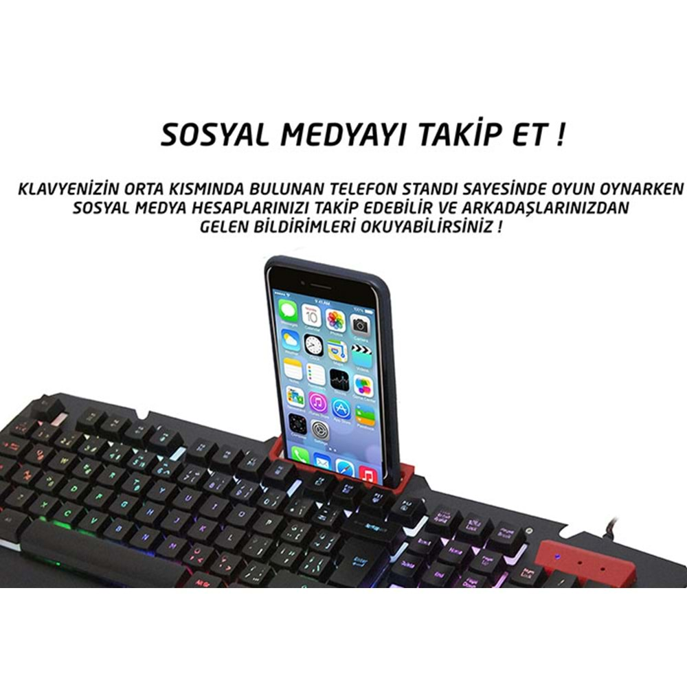 Everest KB-R800 METAFOR Usb Rgb Aydınlatmalı Metal Yüzey Gaming Klavye