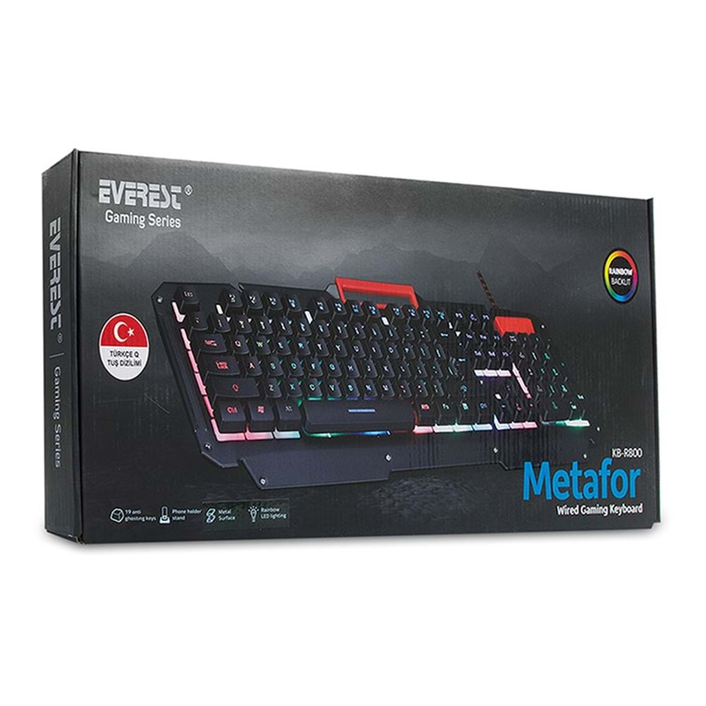 Everest KB-R800 METAFOR Usb Rgb Aydınlatmalı Metal Yüzey Gaming Klavye