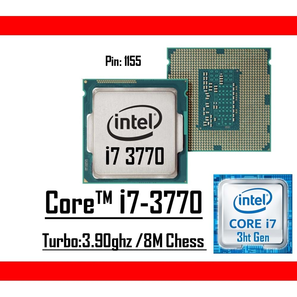 Intel® Core™ i7 3770 3.90 Ghz 8mb Cache Lga 1155p Tray Masaüstü Bilgisayar İşlemci