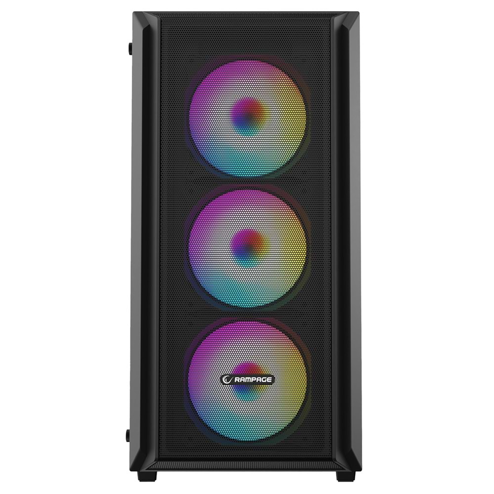 Rampage BETA MESH Standart 4*12cm ARGB Fan Temperli Camlı Mid-T Siyah Oyuncu Kasası