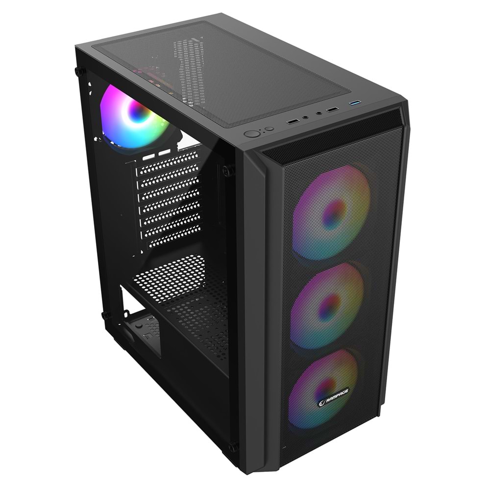 Rampage BETA MESH Standart 4*12cm ARGB Fan Temperli Camlı Mid-T Siyah Oyuncu Kasası