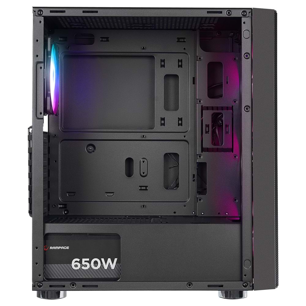 Rampage CARISMA MESH 4*12cm Rainbow Temperli Camlı ATX Mid-T Gaming Oyuncu Kasası