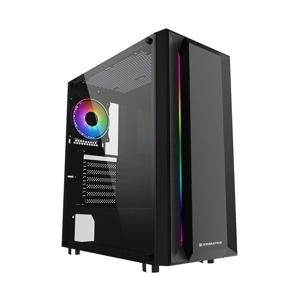 Xigmatek EN49974 HELIOS Temper Camlı 1*12cm Rainbow Led Şeritli Mid-T Gaming Oyuncu Kasası