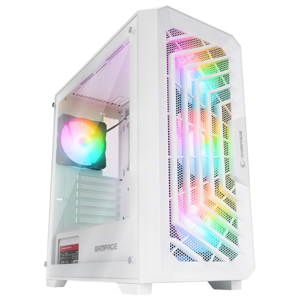 Rampage SPEAR Beyaz 4*RGB Auto Fan ATX Mid-T Gaming Oyuncu Kasası