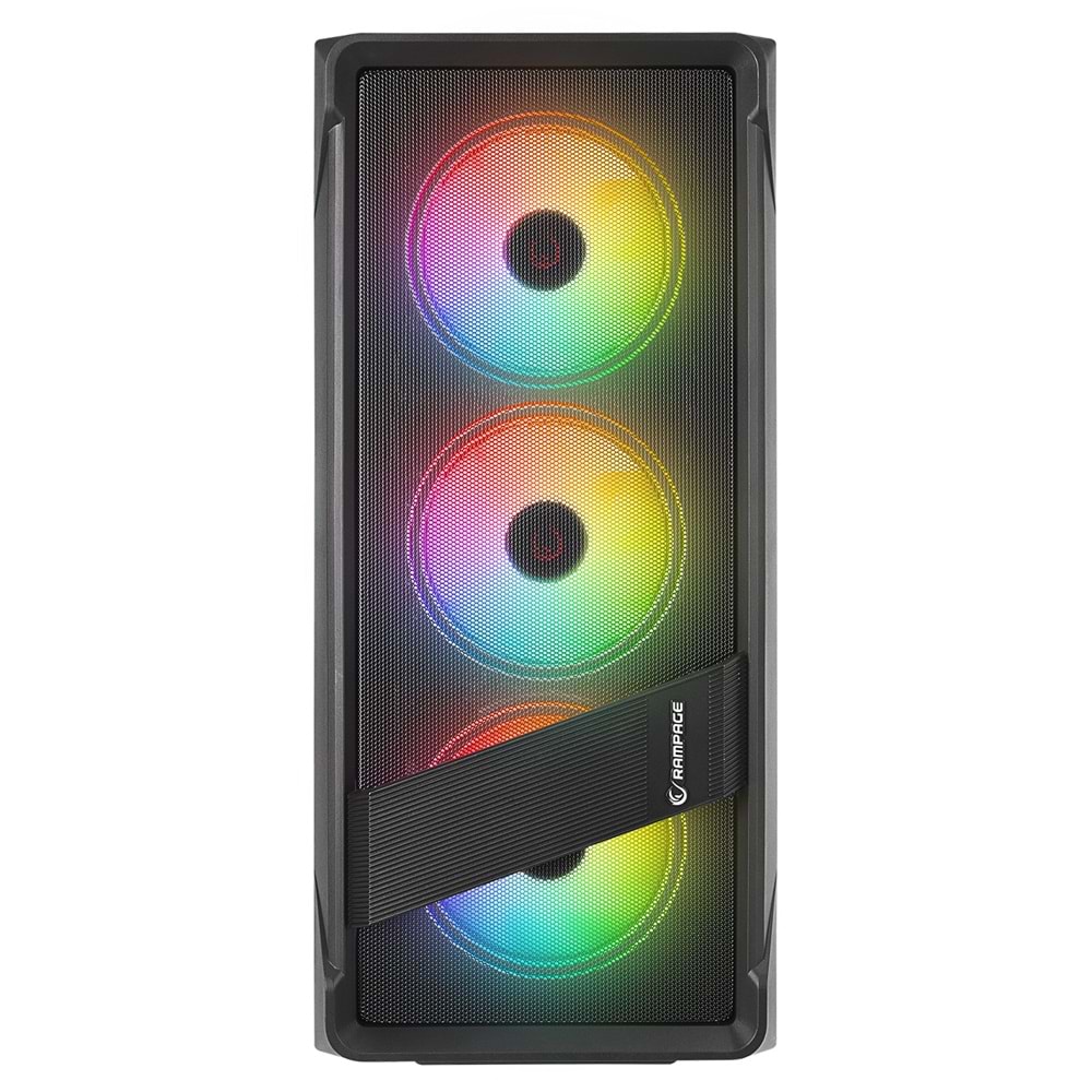 Rampage BLADE Mesh Temperli Camlı 600W 80+ Siyah 4*12cm Sabit RGB Fan ATX Mid-T Gaming Oyuncu Kasası