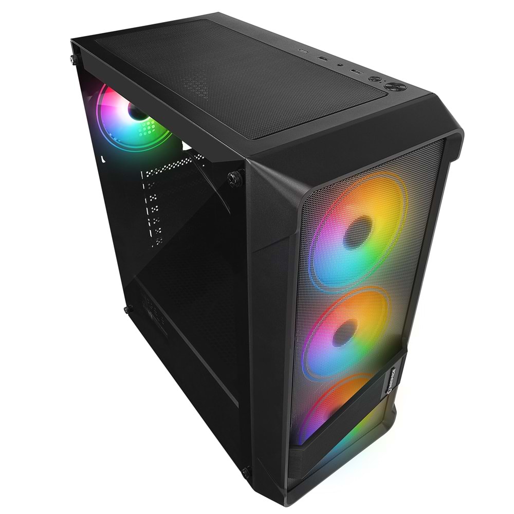 Rampage BLADE Mesh Temperli Camlı 600W 80+ Siyah 4*12cm Sabit RGB Fan ATX Mid-T Gaming Oyuncu Kasası