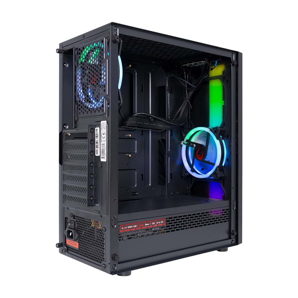 Rampage VICTORY 600W 80 Plus Bronze Temper Camlı 12cm RGB Fan+Led Şertli Gaming Oyuncu Kasası