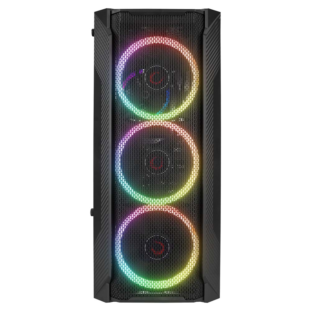 Rampage FUSION 4*12cm Rainbow Temperli Camlı ATX Mid-T Gaming Oyuncu Kasası