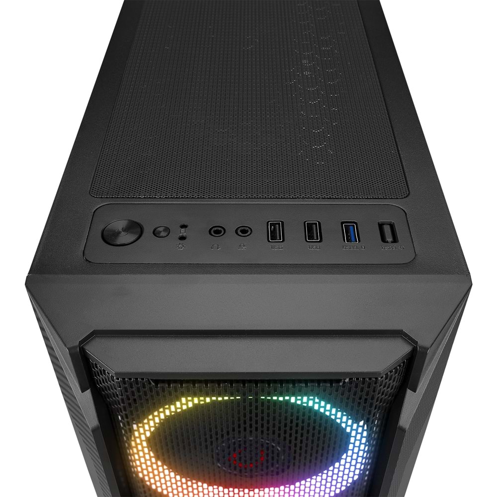 Rampage FUSION 4*12cm Rainbow Temperli Camlı ATX Mid-T Gaming Oyuncu Kasası