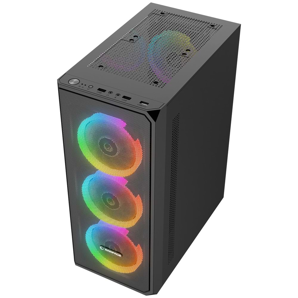 Rampage HELIOS Mesh 650W 80 Plus Bronze Siyah 4*12cm Rainbow ATX Mid-T Gaming Oyuncu Kasası