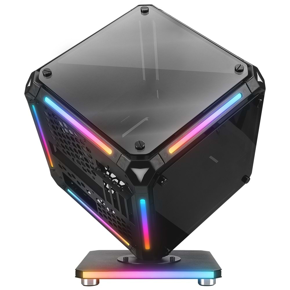 Rampage RUBICK 1*12cm ARGB Fan + Kontolcü Led Şeritli Standlı 1*USB3.0+2*USB2.0+HD AUDIO Konsept Gaming Oyuncu Kasası