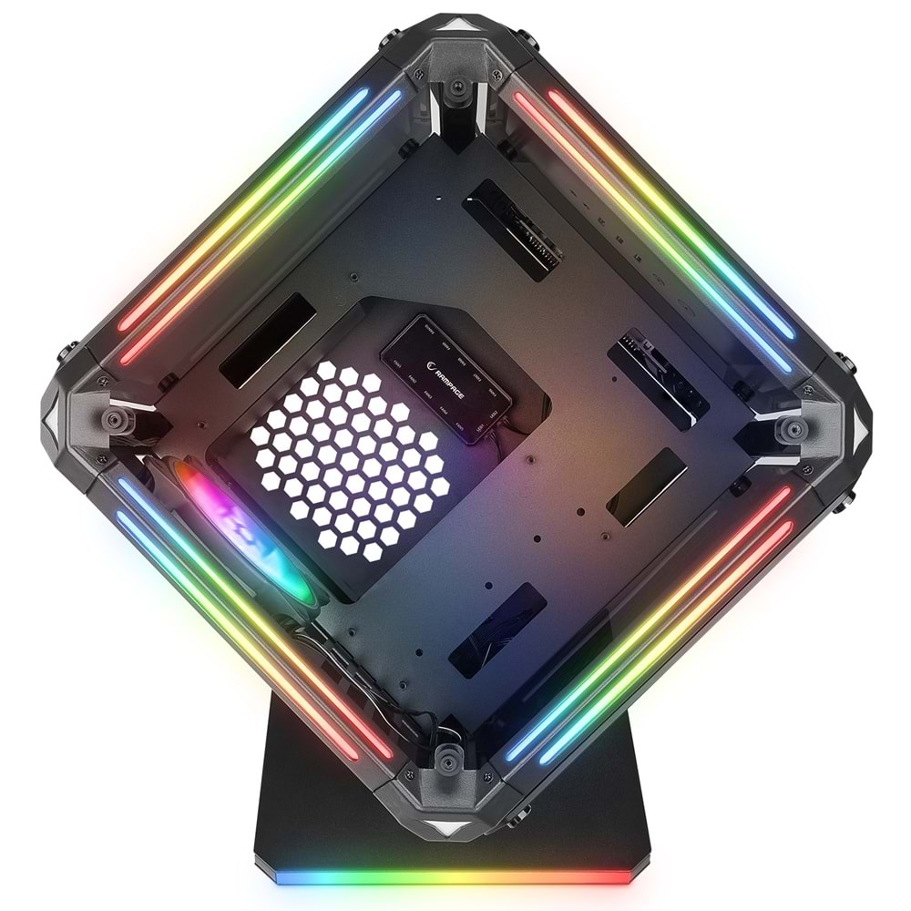 Rampage RUBICK 1*12cm ARGB Fan + Kontolcü Led Şeritli Standlı 1*USB3.0+2*USB2.0+HD AUDIO Konsept Gaming Oyuncu Kasası
