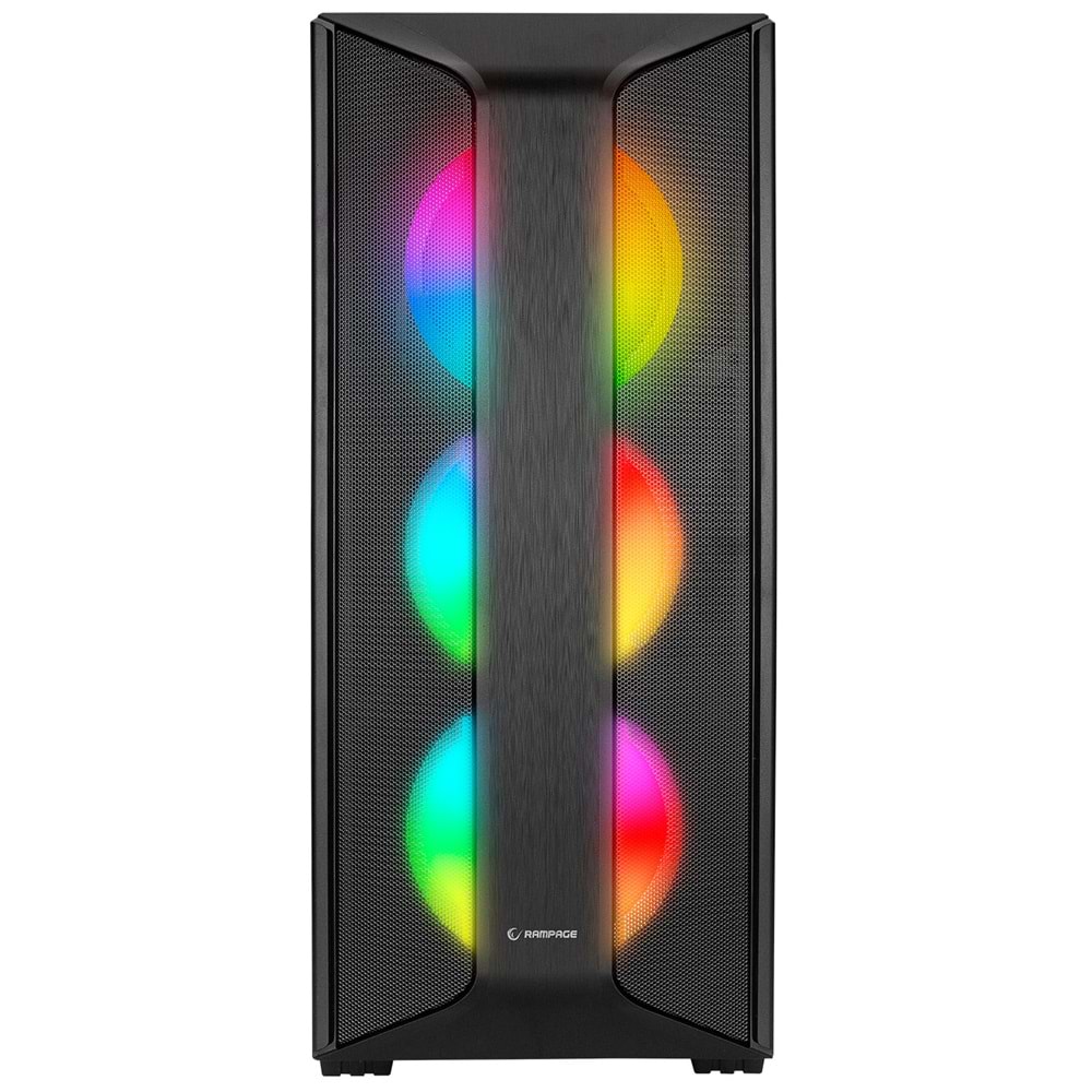 Rampage SAILOR Temperli Camlı 600W 80+ BRONZE Siyah 4*12cm Rainbow Fanlı ATX Mid-T Gaming Oyuncu Kasası