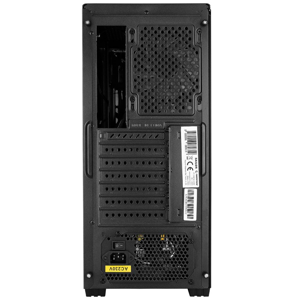 Rampage SAILOR Temperli Camlı 600W 80+ BRONZE Siyah 4*12cm Rainbow Fanlı ATX Mid-T Gaming Oyuncu Kasası