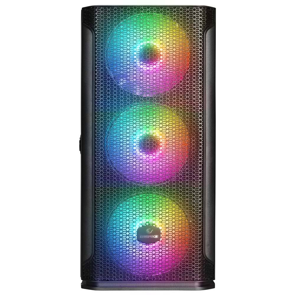 Rampage TRAPPER 750W 80+ BRONZE Manyetik Temperli Camlı 3*14cm+1*12cm ARGB E-ATX Mid-T Gaming Oyuncu Kasası