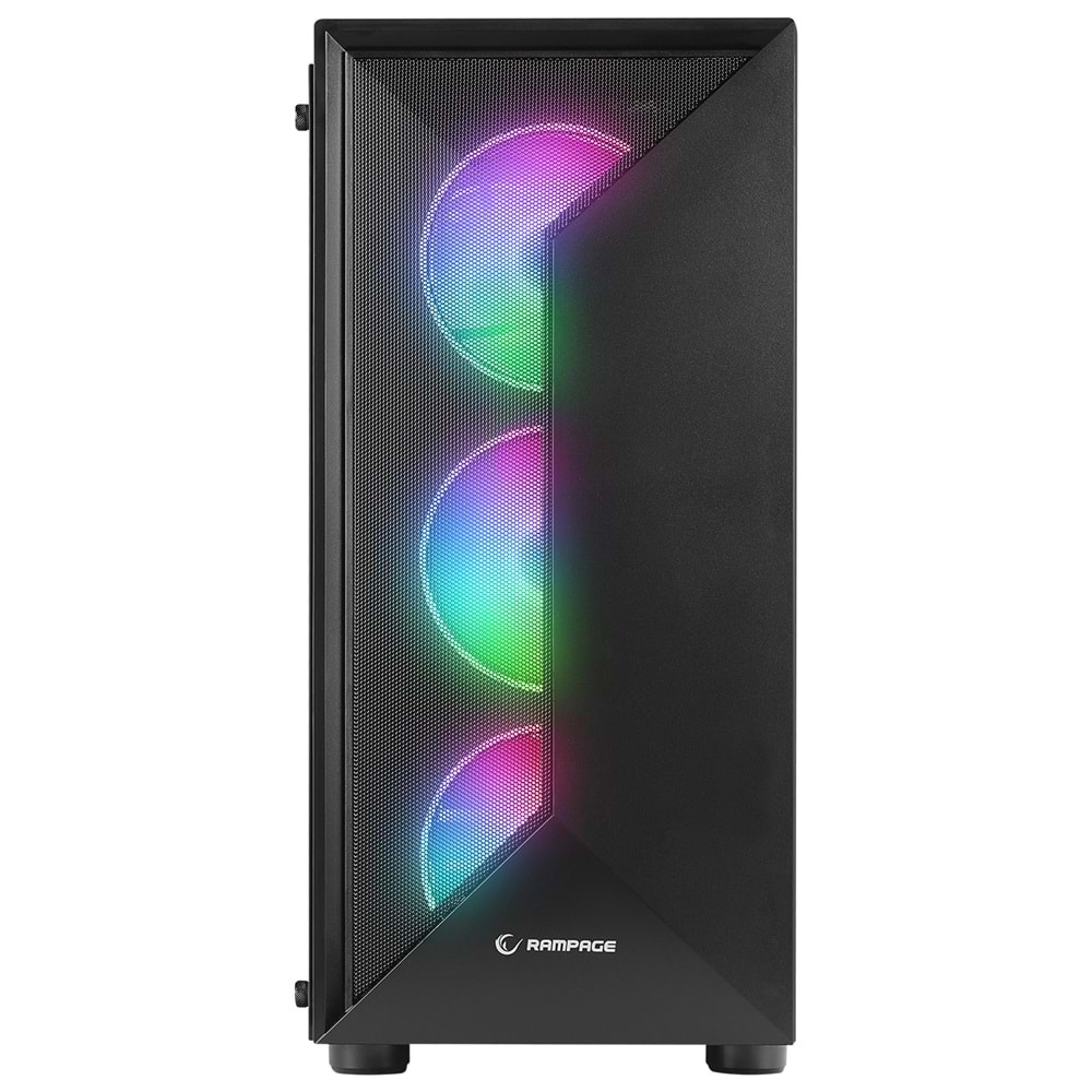 Rampage TRIANGLE 4*12cm Auto RGB Fan Tempered Glass ATX Mid-T Gaming Oyuncu Kasası