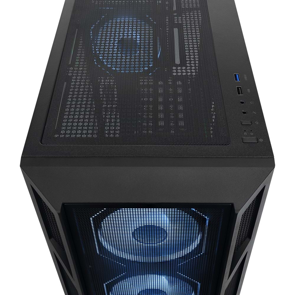 Rampage HUMBLE Mesh Siyah Temperli Camlı 4x12cm RGB Fan ATX Mid-T Gaming Oyuncu Kasası
