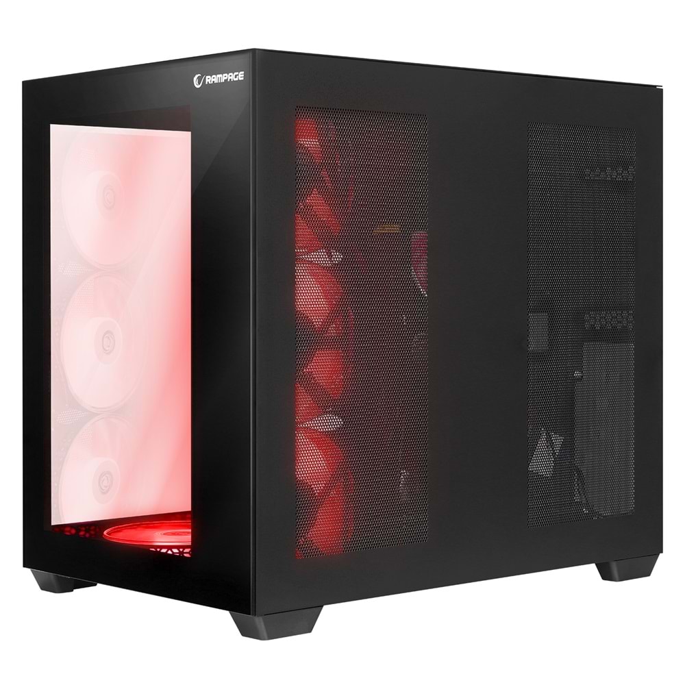 Rampage ICEBLADE Temperli Camlı Siyah 7*12cm ARGB Transparan ATX Mid-T Gaming Oyuncu Kasası