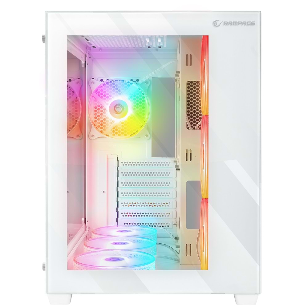 Rampage ICEBLADE Temperli Camlı Beyaz 7*12cm ARGB Transparan ATX Mid-T Gaming Oyuncu Kasası