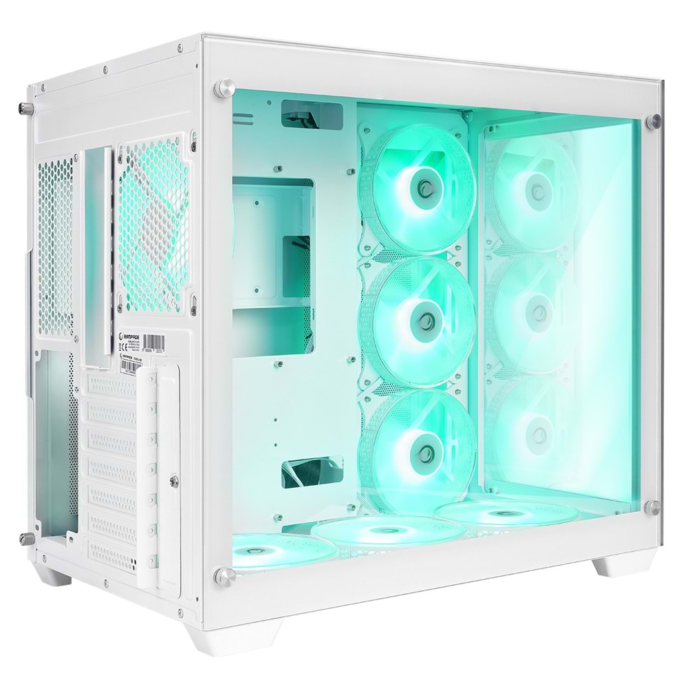 Rampage ICEBLADE Temperli Camlı Beyaz 7*12cm ARGB Transparan ATX Mid-T Gaming Oyuncu Kasası