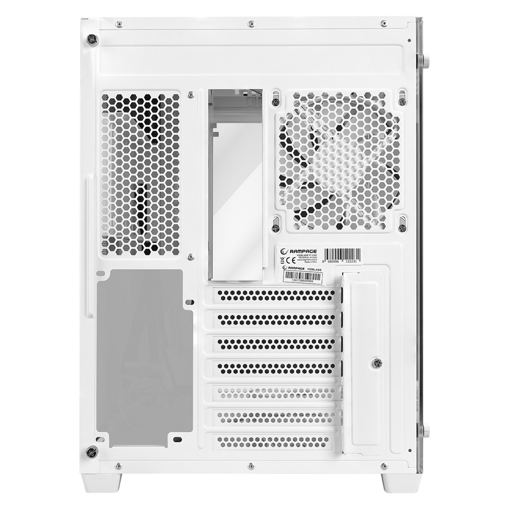Rampage ICEBLADE Temperli Camlı Beyaz 7*12cm ARGB Transparan ATX Mid-T Gaming Oyuncu Kasası