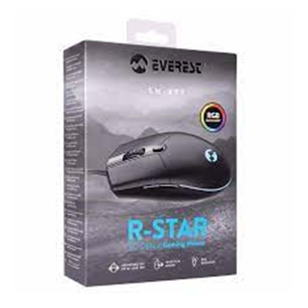 Everest SM-X97 R-STAR Usb 5 Tuşlu RGB Işıklı 6400dpi Gaming Oyuncu Mouse