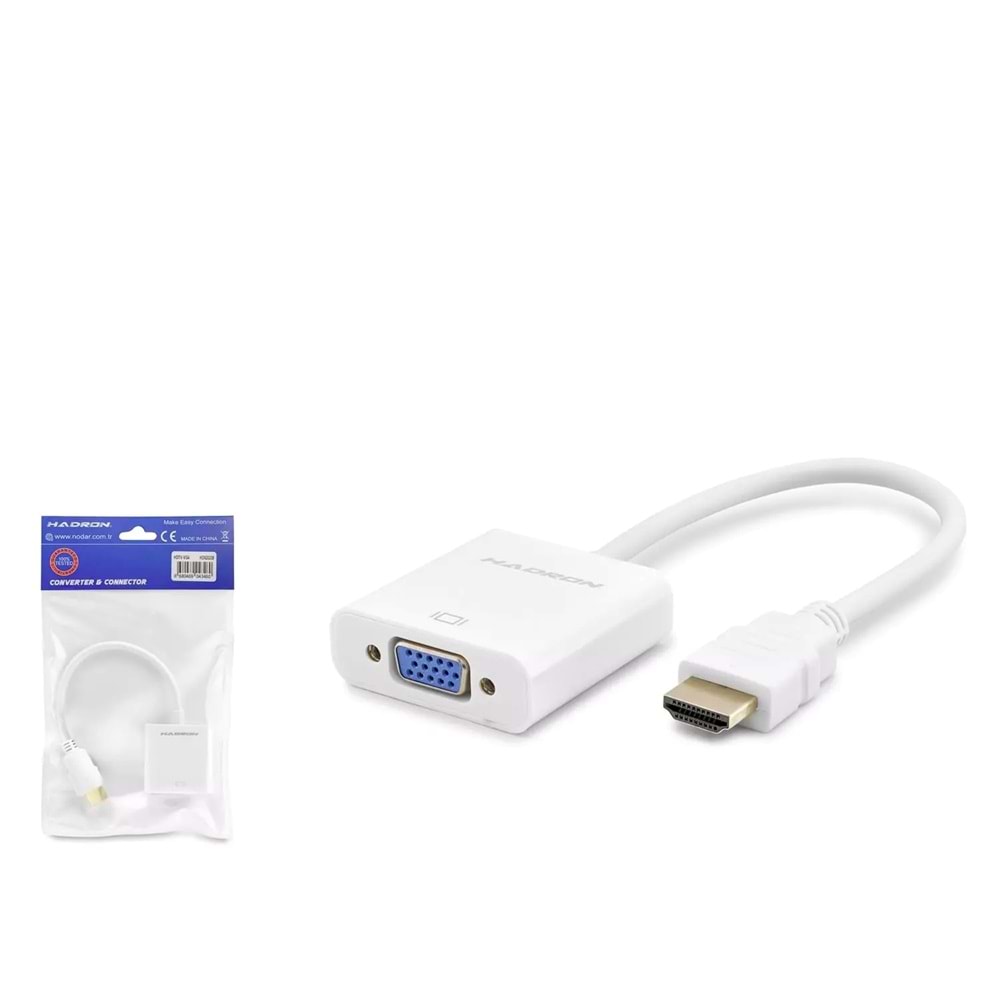 HADRON HDX2020B HDMI to VGA Dişi Görüntü Dönüştürücü 1080p - Beyaz