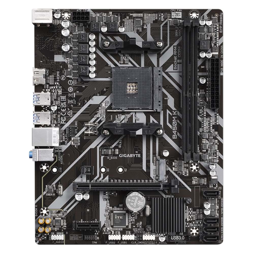 Gigabyte B450M-K rev.1.0. 2xDDR4, 1xM.2. HDMI. AM4 Soket Anakart
