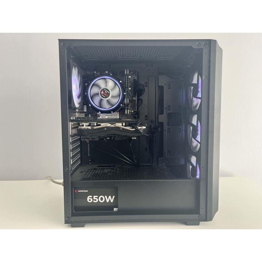 İntel İ3 12100f Turbo:4.30ghz 16Gb Ddr4 Ram 512Gb NVME Ssd AMD RX 580 DDR5 8gb 256bit E.Kartı Gigabyte H610 650W PSU RGB Gaming Bilgisayar ( 2 Yıl Garanti )