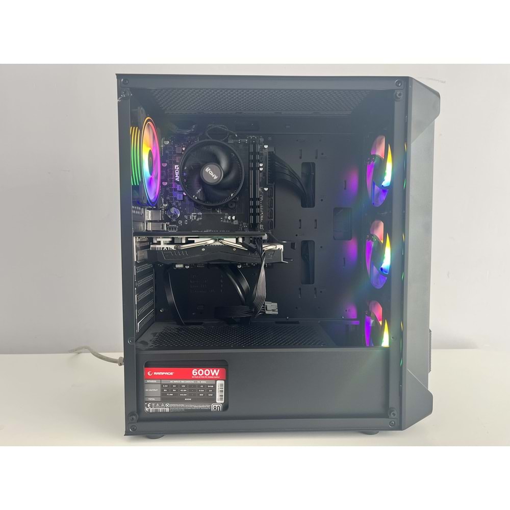 Ryzen 5 5500 Turbo:4,20ghz 16Gb Ddr4 Ram 512Gb NVME Ssd AMD RX 580 DDR5 8gb 256bit E.Kartı 600W PSU RGB Gaming Bilgisayar ( 2 Yıl Garanti )
