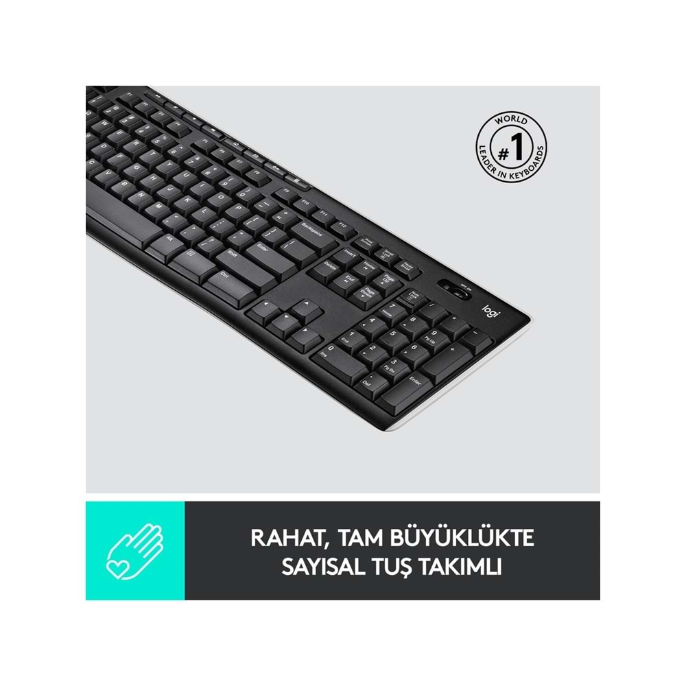 Logitech K270 Tam Boyutlu Kablosuz Türkçe Klavye - Siyah