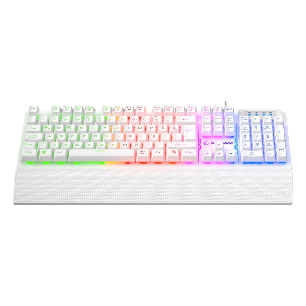 Rampage KB-RX77 RUNNER Beyaz USB Rainbow Aydınlatmalı Q Bilek Destekli Gaming Klavye
