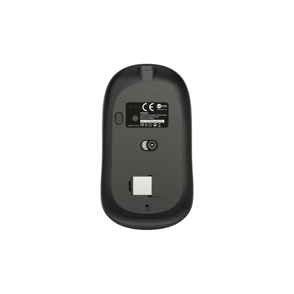 Lecoo WS210 Dual Mod RGB 2.4GHz WiFi+ Bluetooth 1600DPI 6 Tuşlu Şarjlı Sessiz Kompakt Kablosuz Optik Mouse Siyah