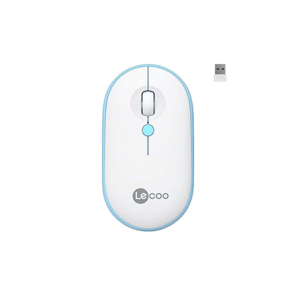 Lecoo WS212 Kablosuz 1600DPI 4 Tuşlu Optik Mouse Beyaz & Mavi
