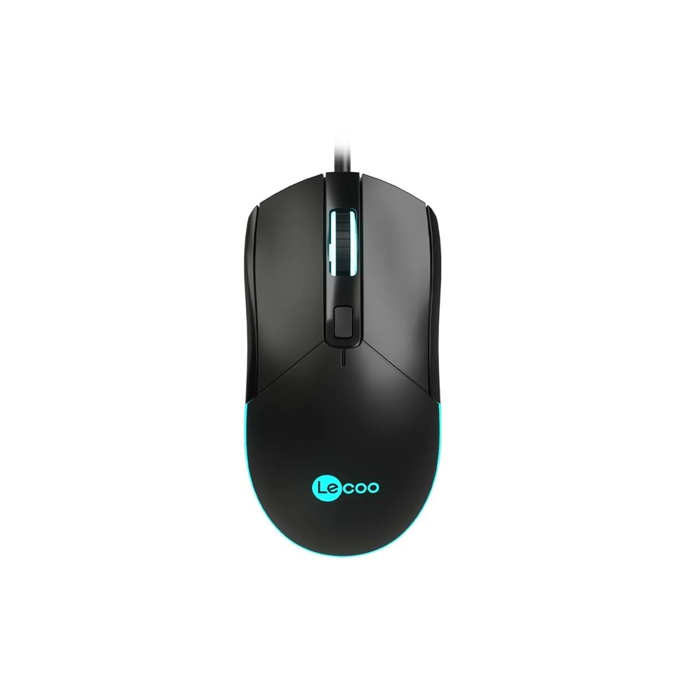 Lecoo MS120 RGB Led Aydınlatmalı USB Kablolu 2400DPI 4 Tuşlu Gaming Optik Mouse Siyah