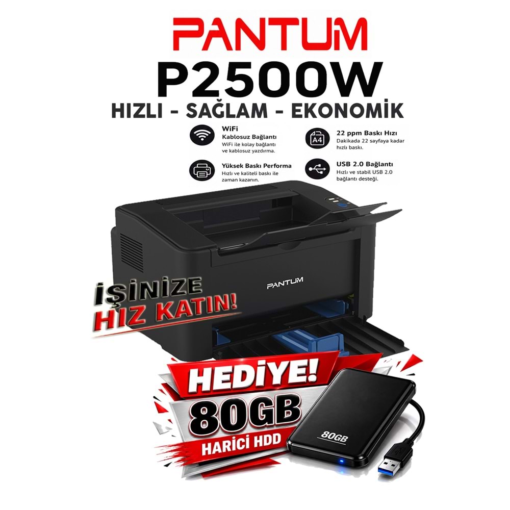 Pantum P2500W Wİ-Fİ Lazer Yazıcı