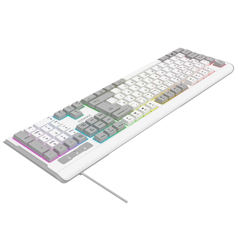 Everest KB-74 Beyaz/Gri USB Rainbow Aydınlatmalı Q Membrane