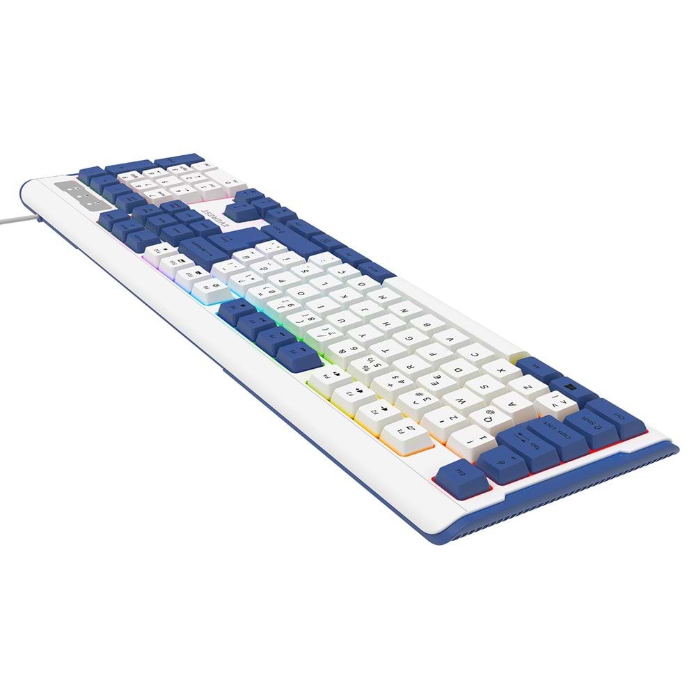 Everest KB-74 Beyaz/Mavi USB Rainbow Aydınlatmalı Q Membrane