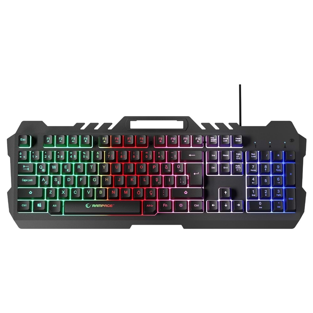 Rampage KB-R57 X-JAMMER Gökkuşağı Aydınlatmalı USB Siyah Tam Türkçe Gaming Oyuncu Klavyesi