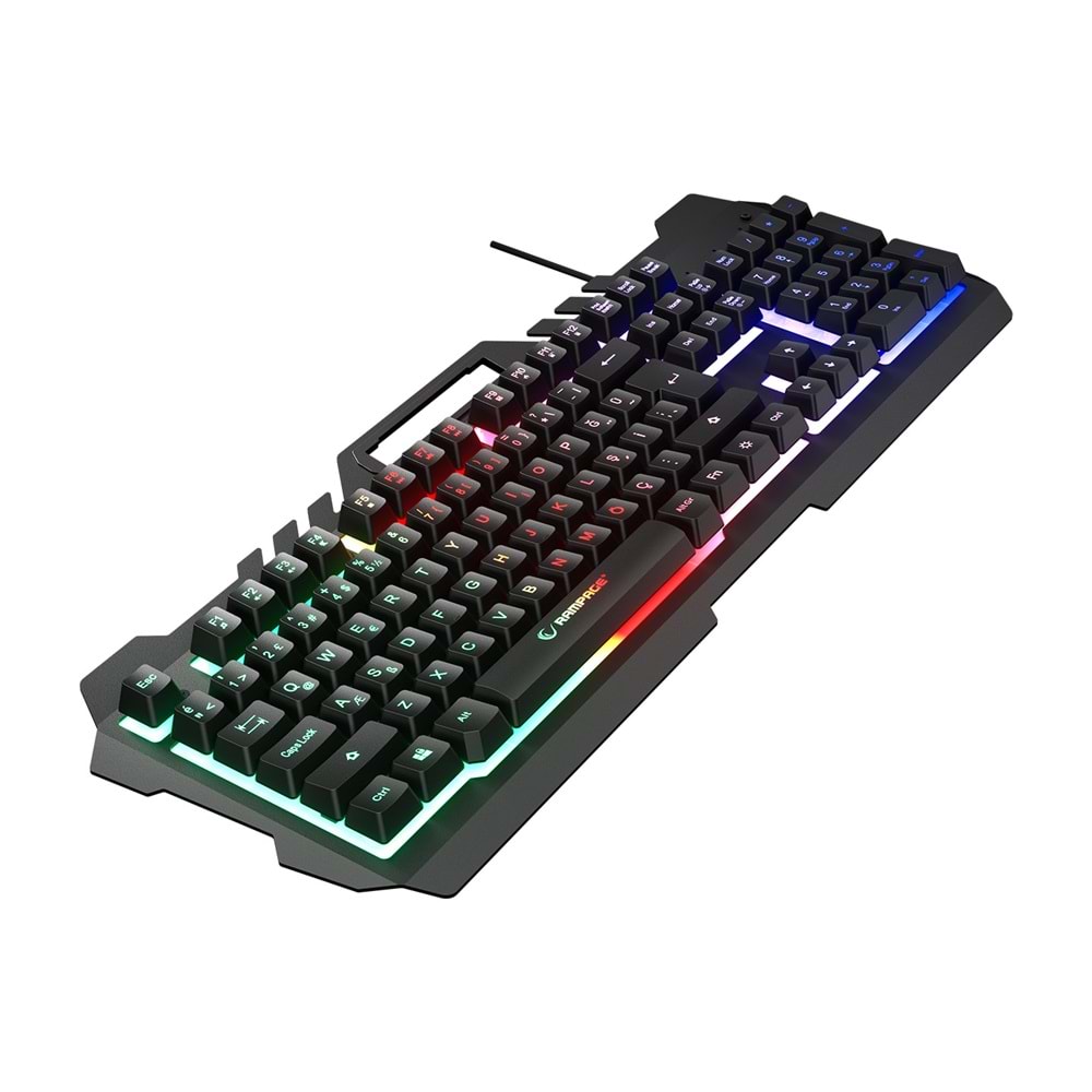 Rampage KB-R57 X-JAMMER Gökkuşağı Aydınlatmalı USB Siyah Tam Türkçe Gaming Oyuncu Klavyesi