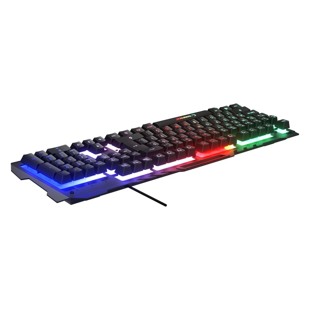 Rampage KB-R57 X-JAMMER Gökkuşağı Aydınlatmalı USB Siyah Tam Türkçe Gaming Oyuncu Klavyesi