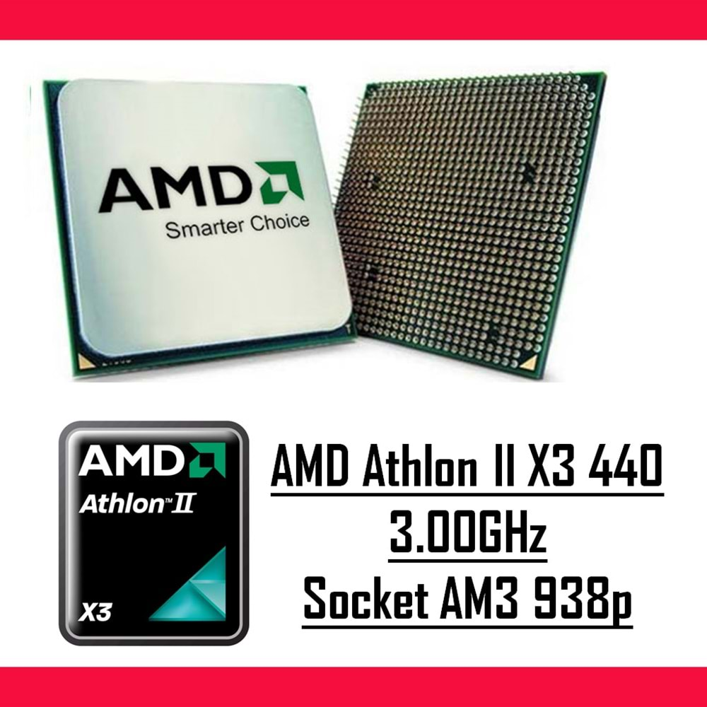 AMD Athlon II X3 440 3.00 Ghz AM3 938p Tray Masaüstü Bilgisayar İşlemci