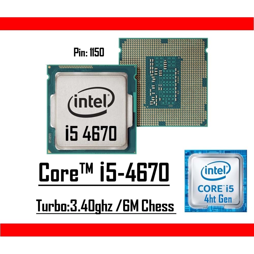 Intel® Core™ i5 4670 3.40 Ghz 6mb Cache Lga 1150p Tray Masaüstü Bilgisayar İşlemci